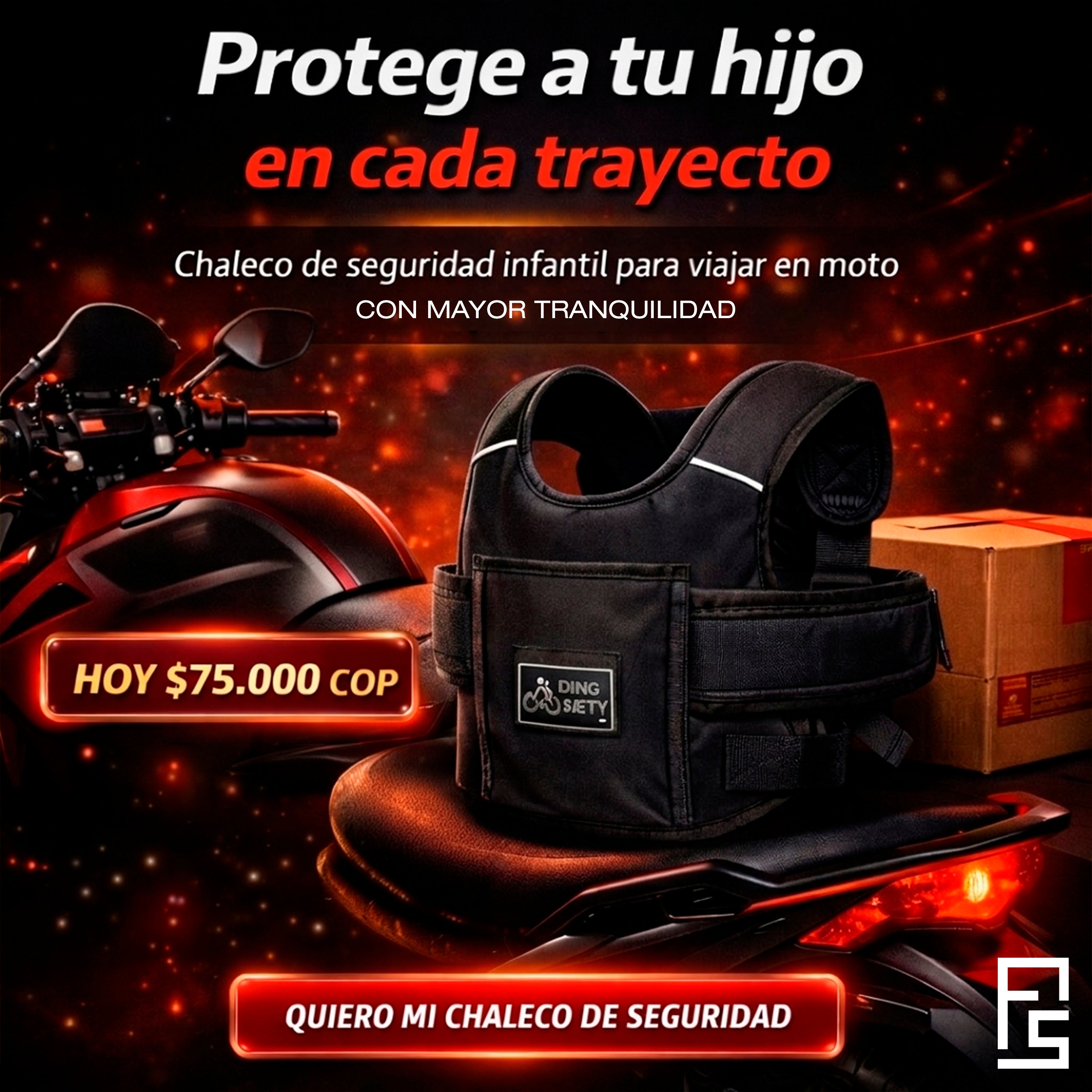 CHALECO DE SEGURIDAD PARA NIÑO MOTO